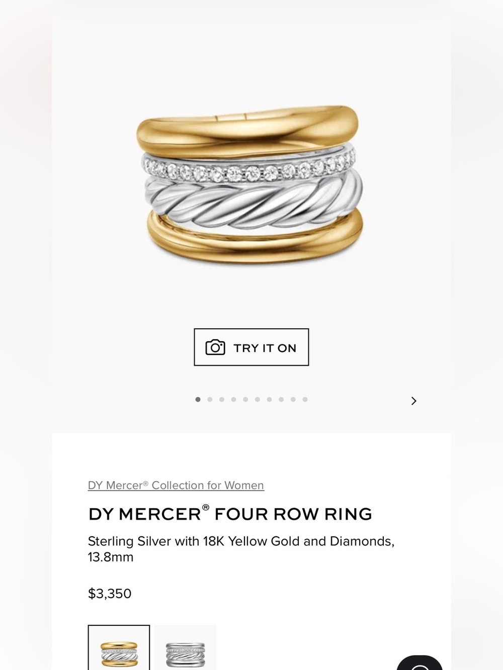 Sold.    David Yurman 18 karat gold sterling and Diamond Ring - Picture 3 of 12
